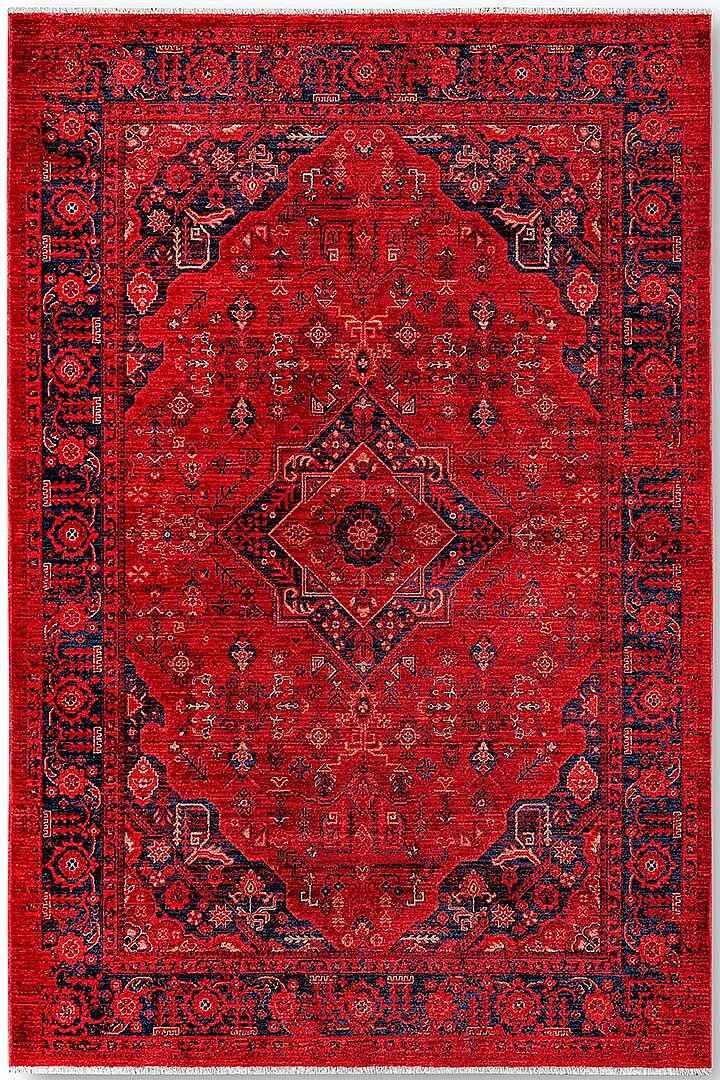 Afghan Antik Desenli Otantik Görünümlü Esoteric Vintage Kırmızı Halı Af01 - Frenda (1)