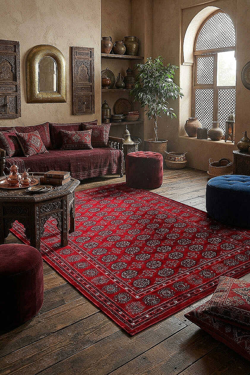 Afghan Antik Desenli Otantik Görünümlü Esoteric Vintage Kırmızı Halı Af05 - 1