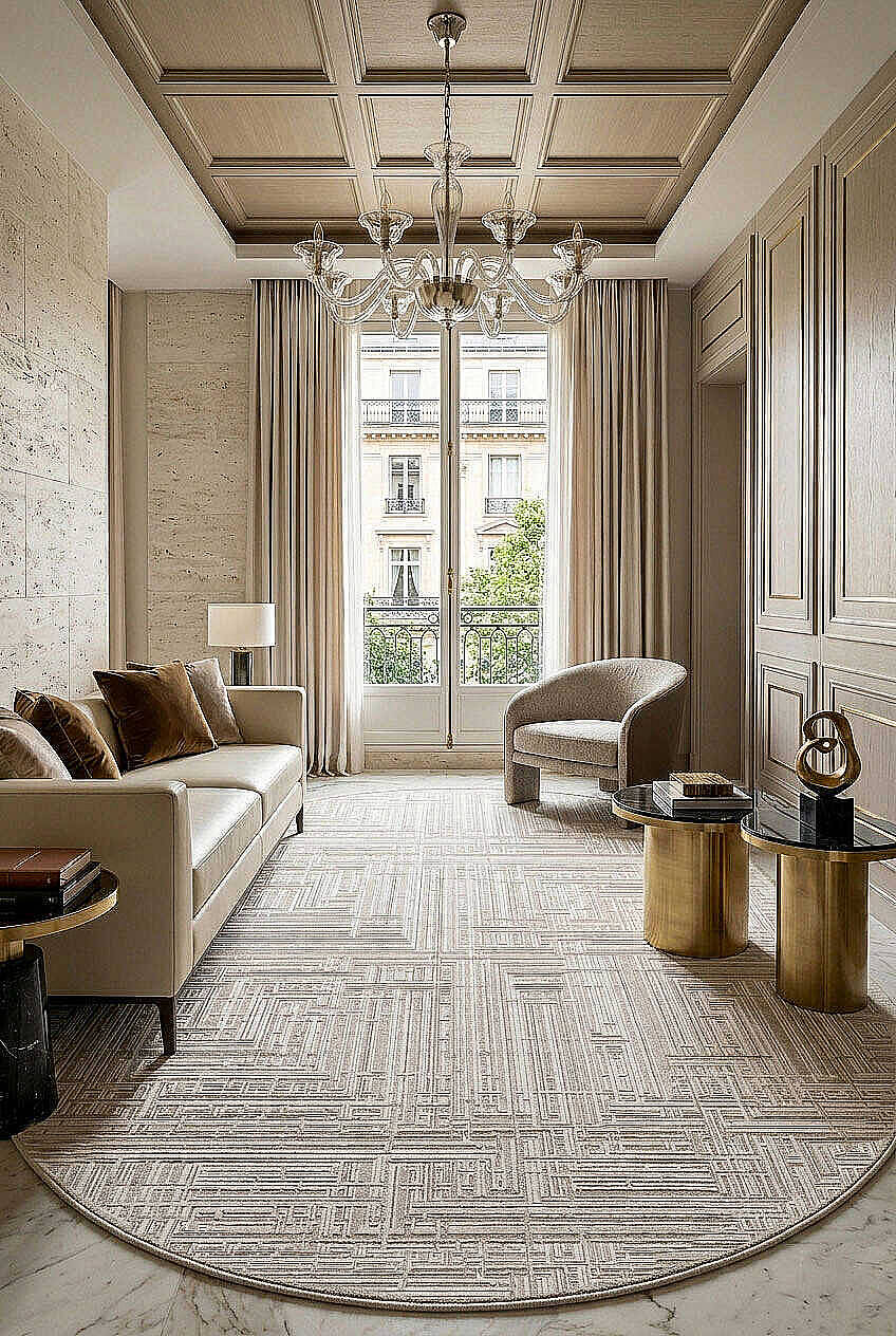 Alya Modern İtalyan Tasarım Makine Oval Halı Al01 Kemik - 1