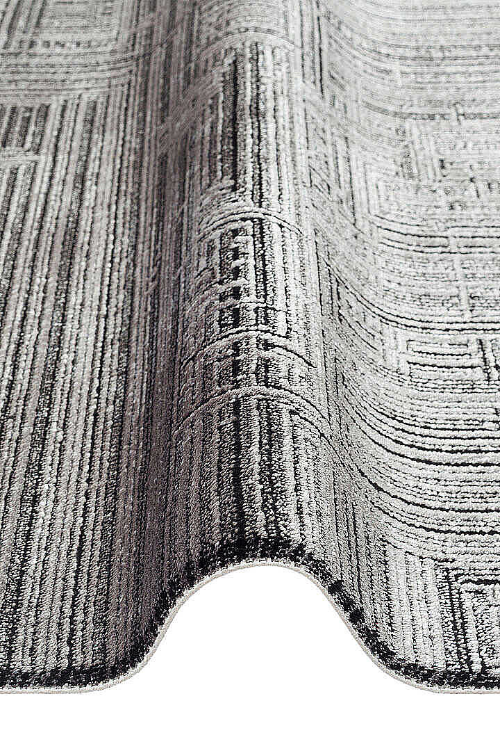 Alya Modern İtalyan Tasarım Makine Oval Halı Al01 Siyah - 5