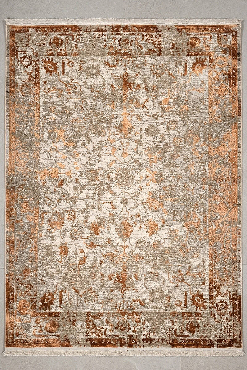Antik Hermes Eskitme İskandinav Vintage Lüks Viskon Halı Hm03 Terra - 2