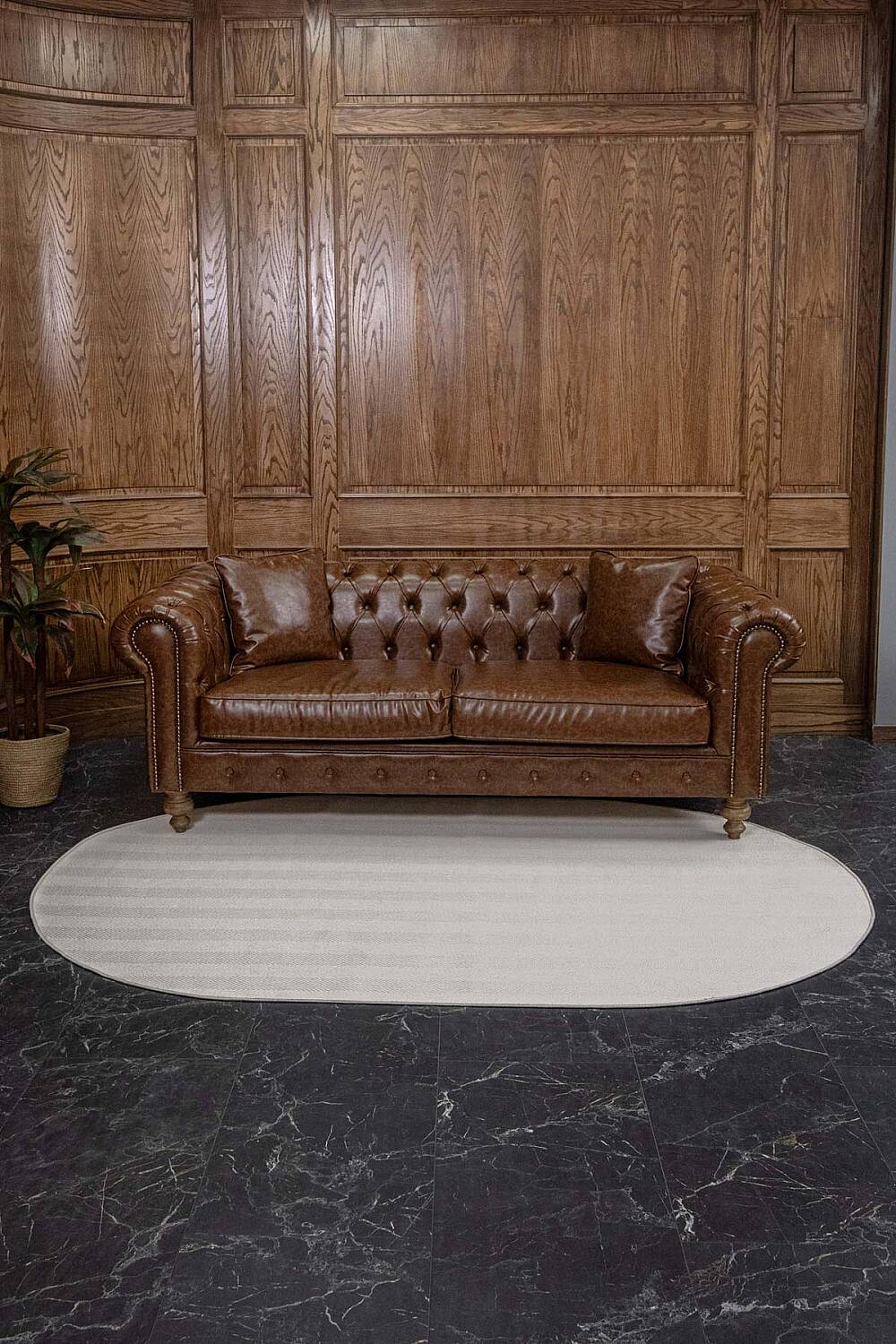 Aura Balıksırtı Sisal Dokuma Kolay Temizlenebilir Oval Halı Au04 - 3