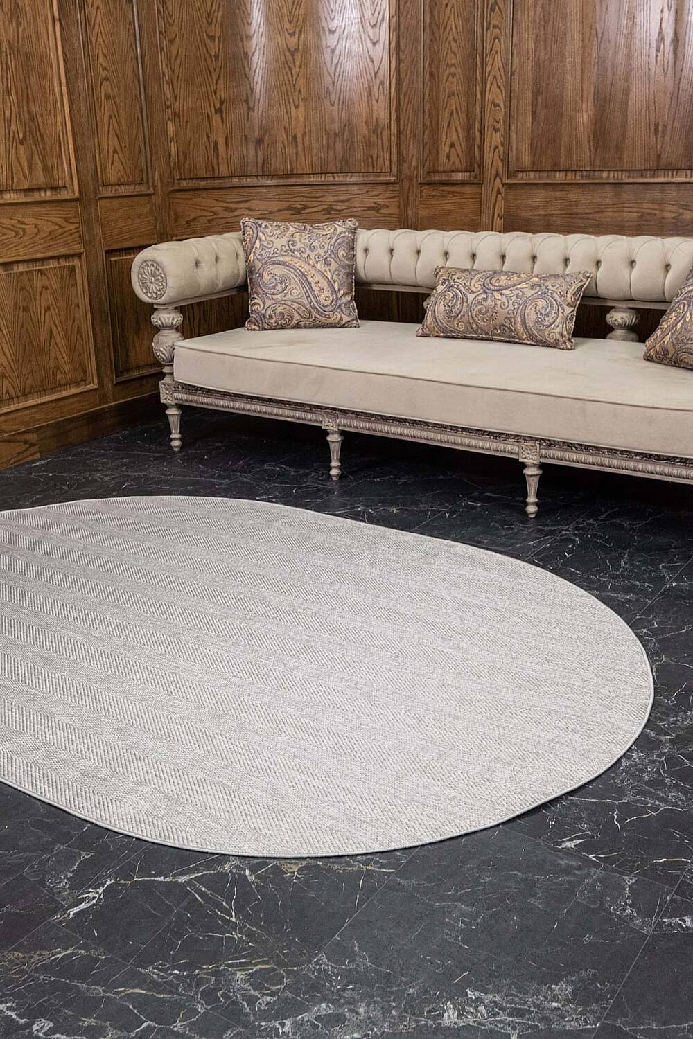 Aura Balıksırtı Sisal Dokuma Kolay Temizlenebilir Oval Halı Au06 - 4