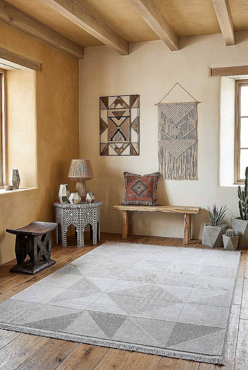 Etnik Craft Madre Modern Desenli Halı Md03 Krem - 1