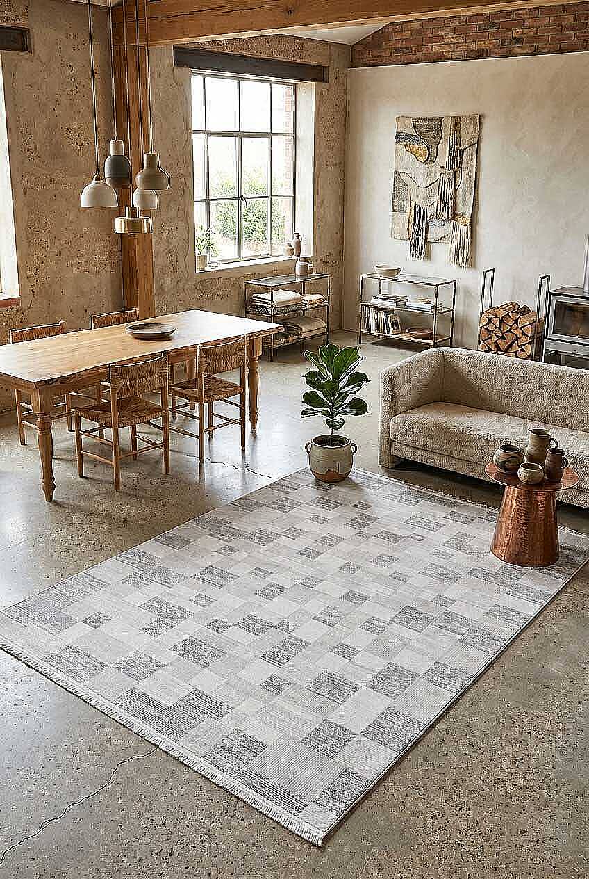 Etnik Craft Madre Modern Desenli Halı Md06 Gri - 1
