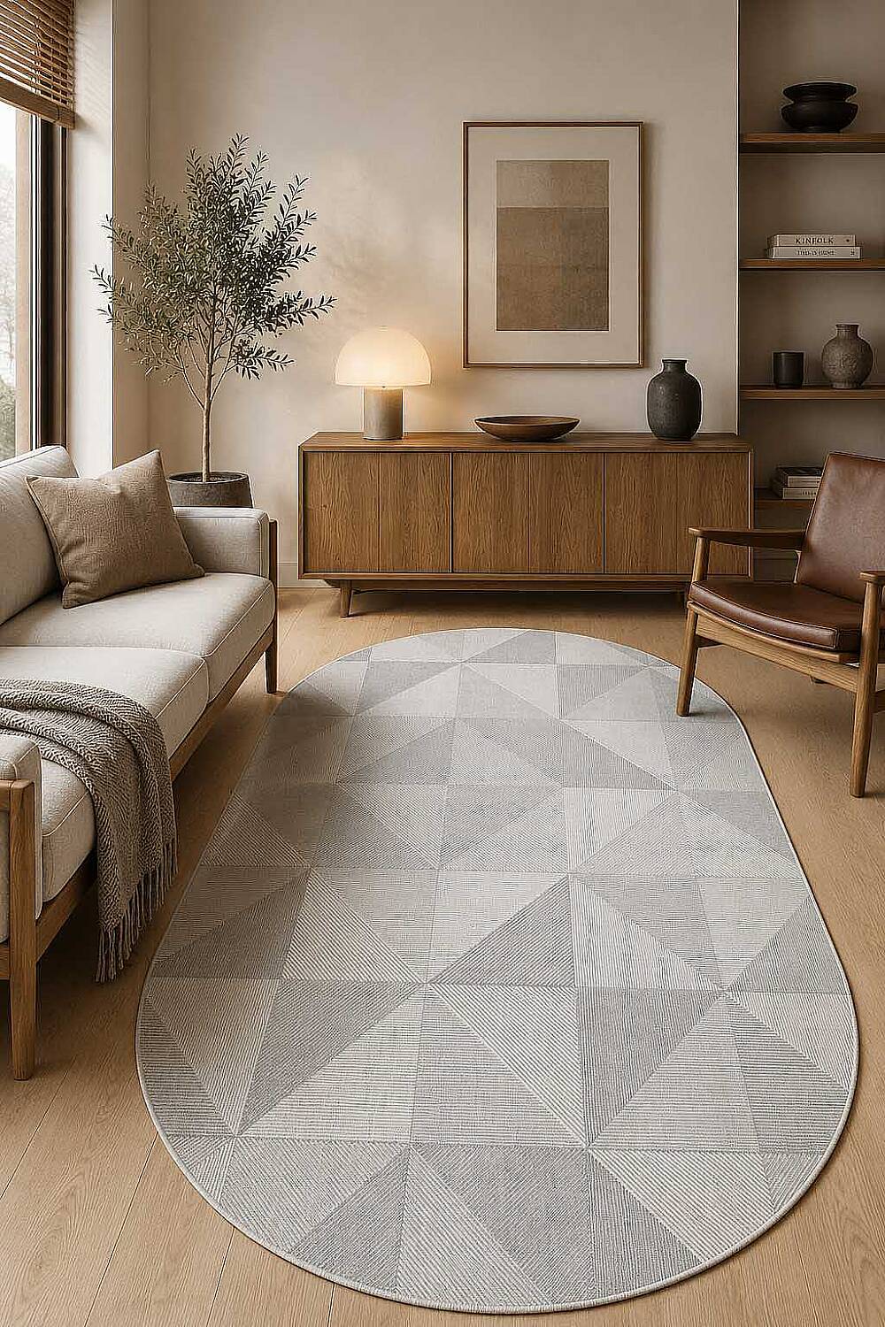 Etnik Craft Madre Modern Desenli Oval Halı Md04 Gri - 1