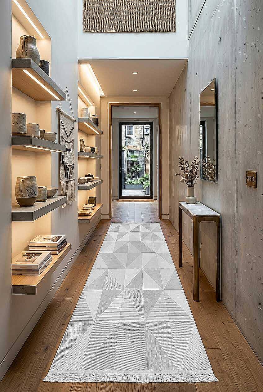 Etnik Craft Madre Modern Desenli Yolluk Özel Ölçü Kesme Halı Md04 Gri - 1