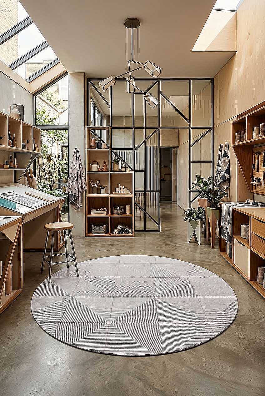 Etnik Craft Madre Modern Desenli Yuvarlak Halı Md03 Krem - 1