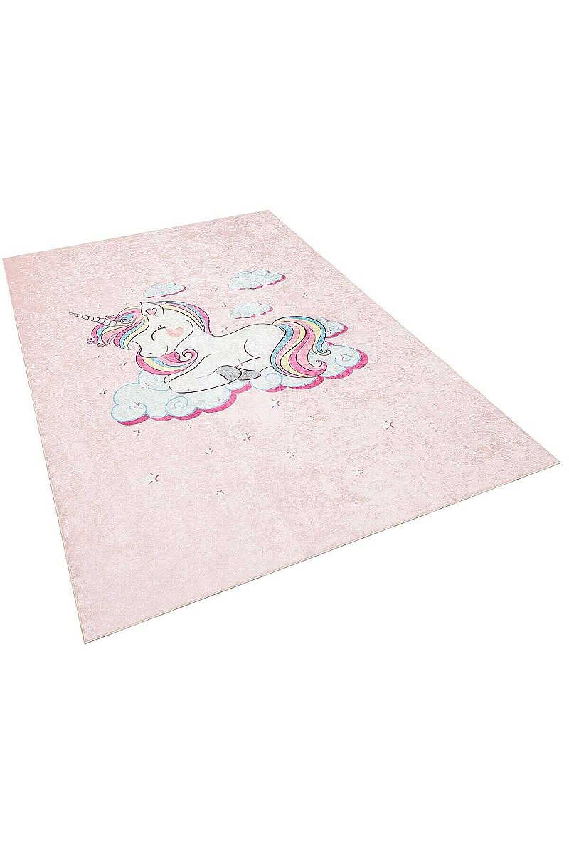 Frenda Home Unıcorn Pamuk Taban Dekoratif Baskılı Çocuk Odası Halısı Pembe - 3