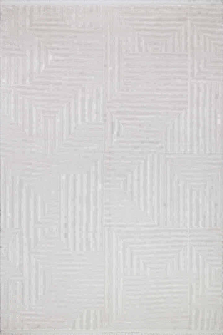 Geometrik Abstract Desenli Prato İpeksi Lüks Viskon Halı Pr03 Gri - 2