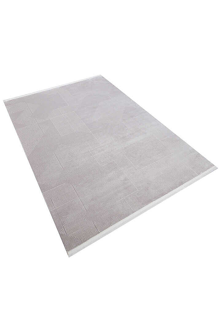 Geometrik Abstract Desenli Prato İpeksi Lüks Viskon Halı Pr04 Gri - 3