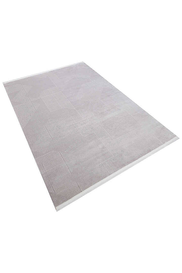 Geometrik Abstract Desenli Prato İpeksi Lüks Viskon Halı Pr04 Gri - 3