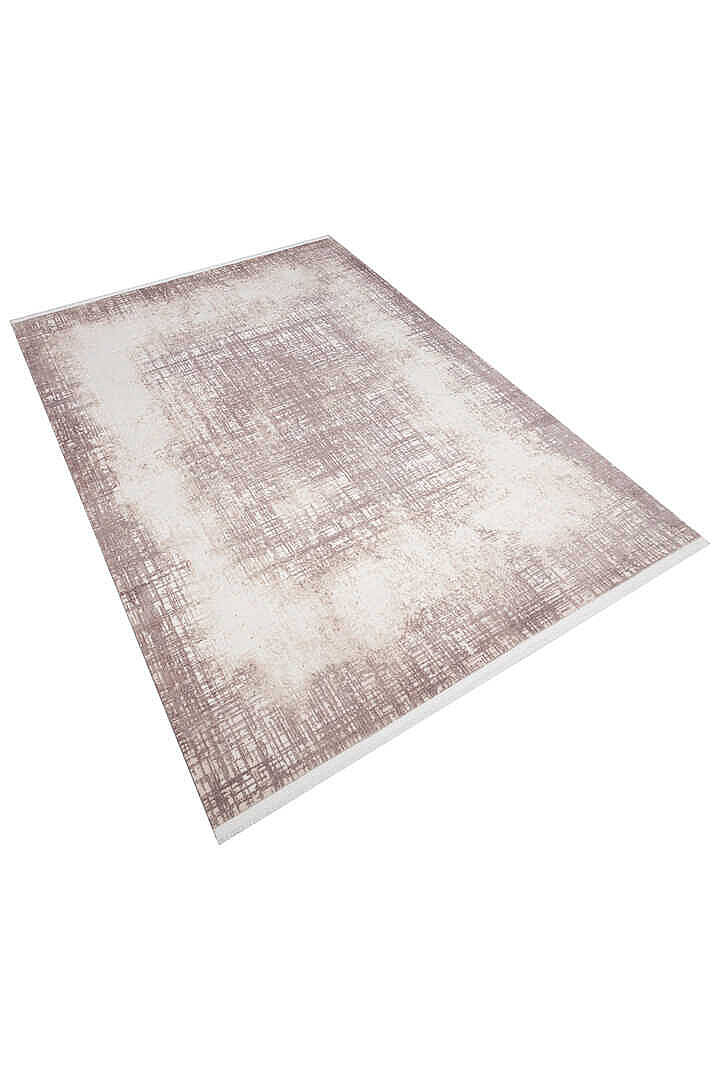 Geometrik Abstract Desenli Prato İpeksi Lüks Viskon Halı Pr05 Krem - 3