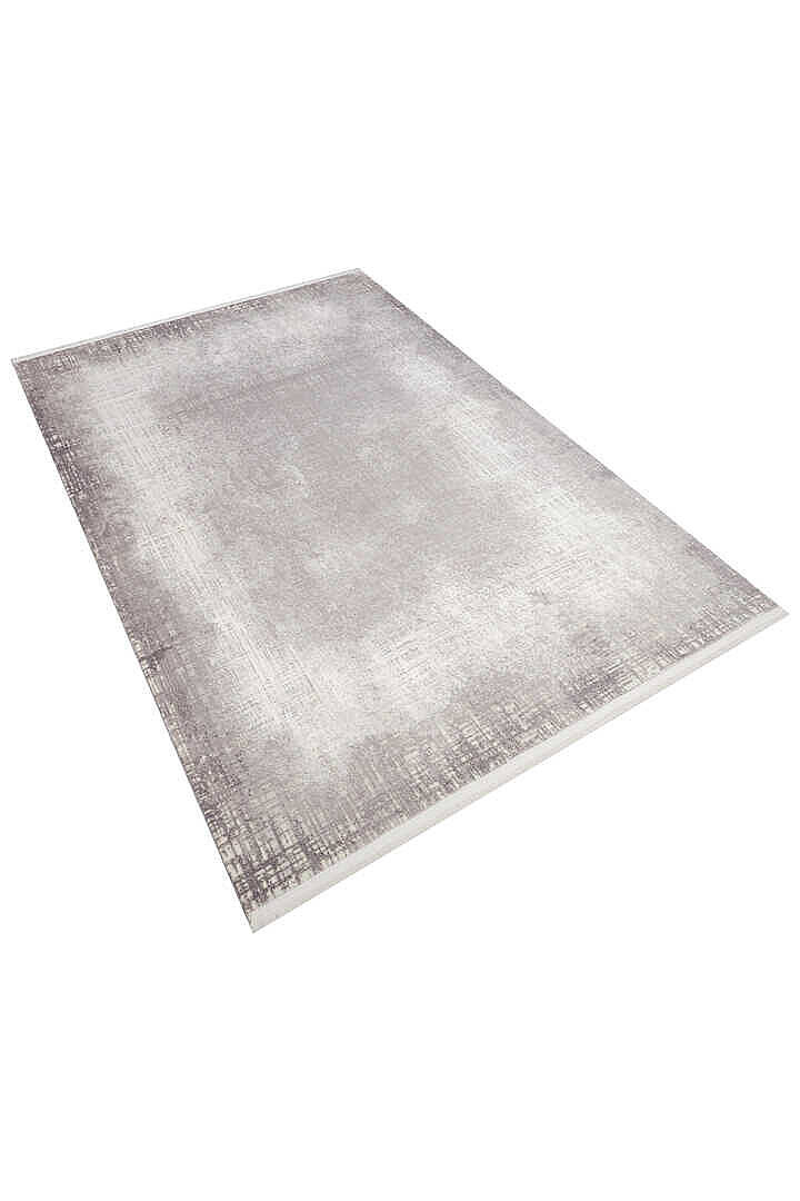 Geometrik Abstract Desenli Prato İpeksi Lüks Viskon Halı Pr06 Gri - 3