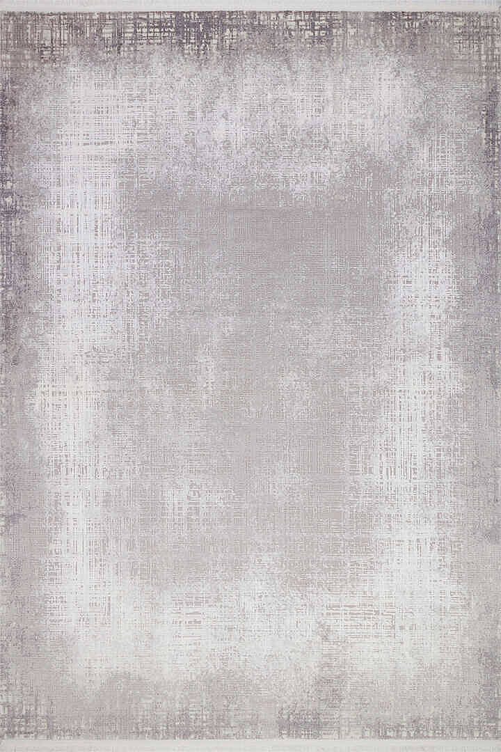 Geometrik Abstract Desenli Prato İpeksi Lüks Viskon Halı Pr06 Gri - 2