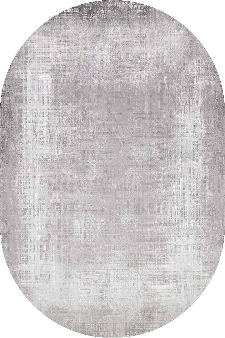 Geometrik Abstract Desenli Prato İpeksi Lüks Viskon Oval Halı Pr06 Gri - 2