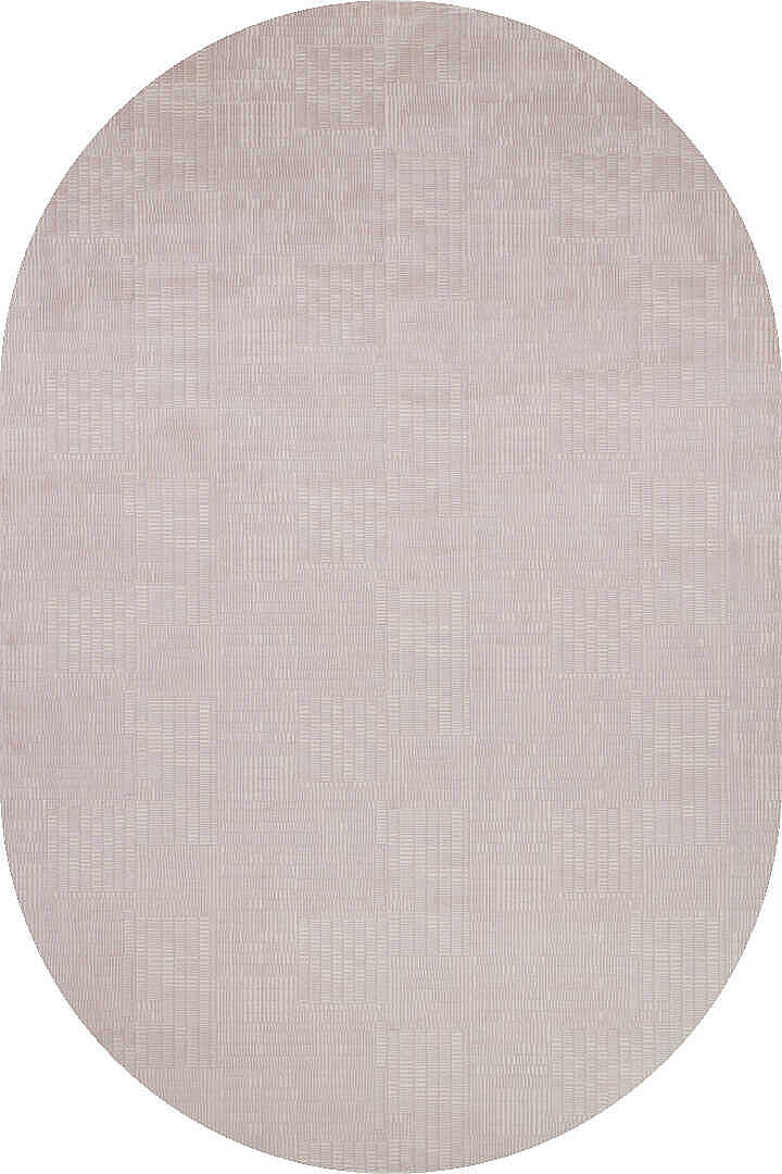 Geometrik Abstract Desenli Prato İpeksi Lüks Viskon Oval Halı Pr07 Bej - 2
