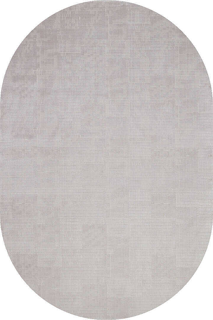 Geometrik Abstract Desenli Prato İpeksi Lüks Viskon Oval Halı Pr09 Gri - 2
