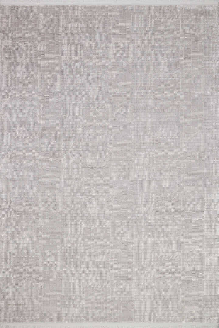 Geometrik Abstract Desenli Prato İpeksi Lüks Viskon Yolluk Özel Ölçü Kesme Halı Pr09 Gri - 2
