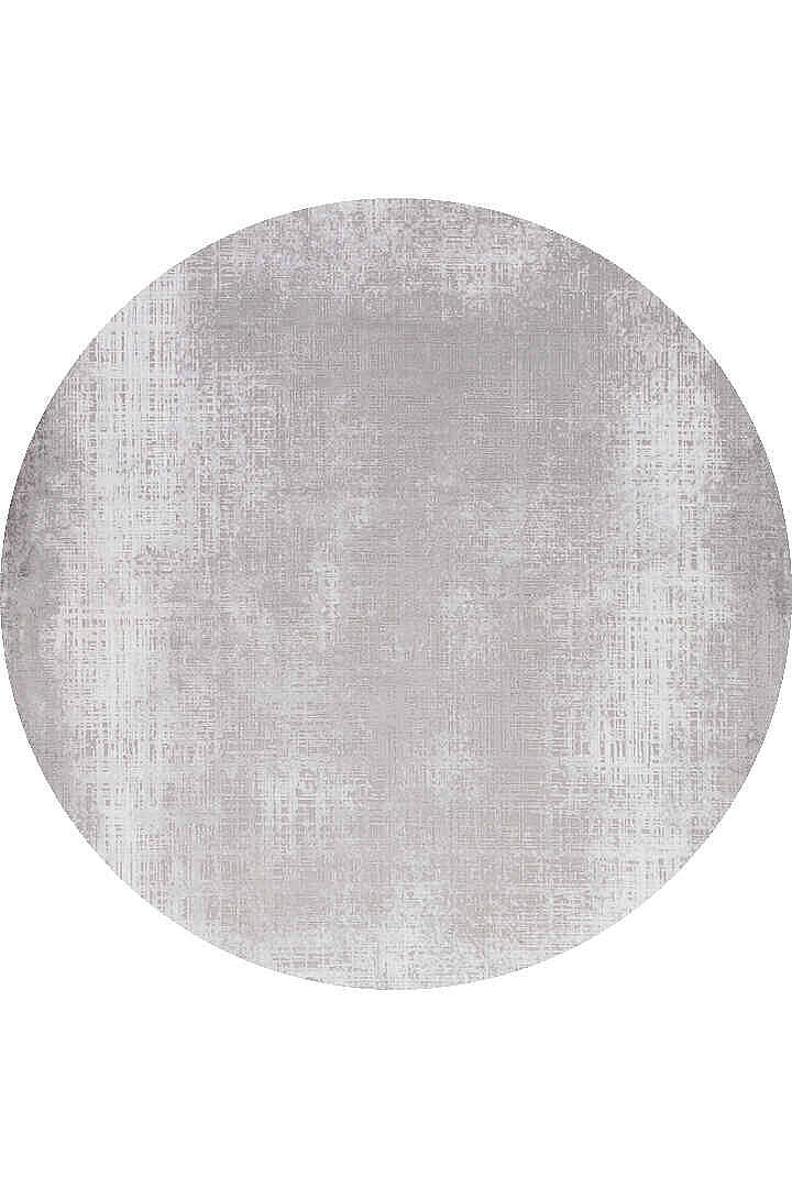 Geometrik Abstract Desenli Prato İpeksi Lüks Viskon Yuvarlak Halı Pr06 Gri - 2