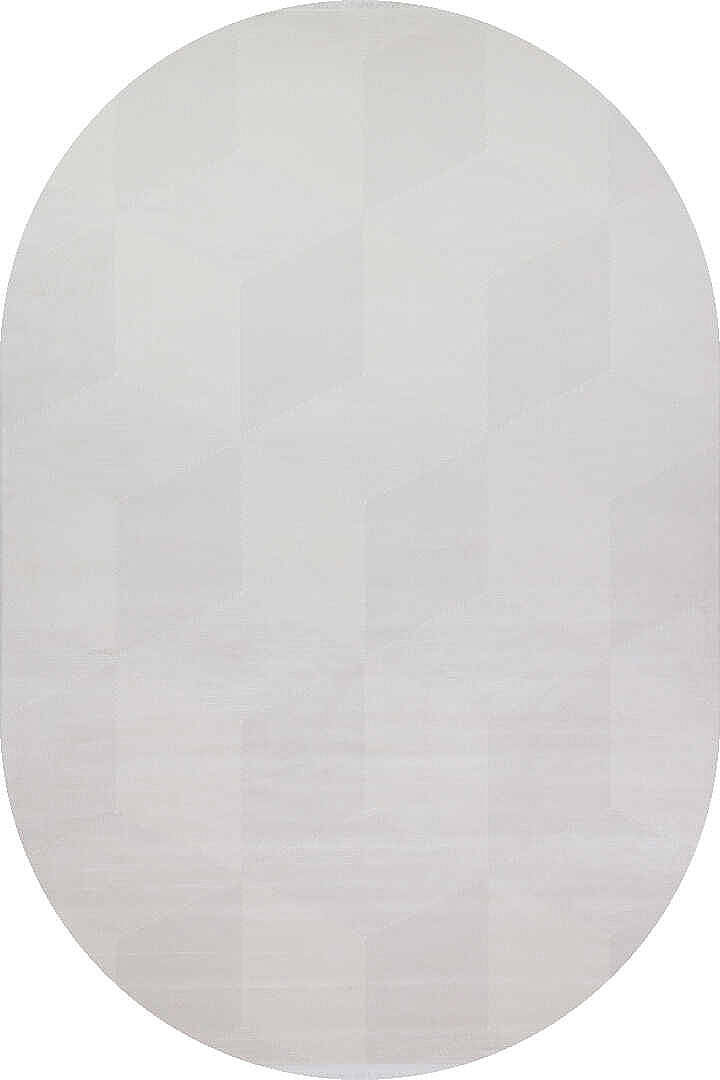 Geometrik Küp Desenli Prato İpeksi Lüks Viskon Oval Halı Pr02 Gri - 2