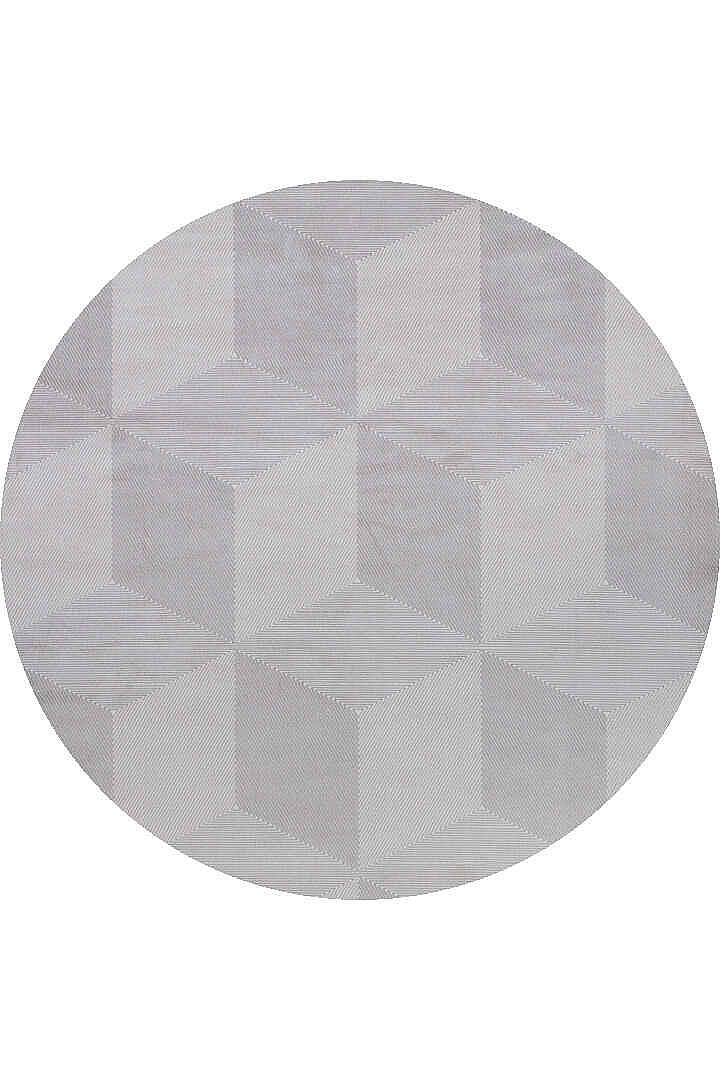 Geometrik Küp Desenli Prato İpeksi Lüks Viskon Yuvarlak Halı Pr01 Gri - 2