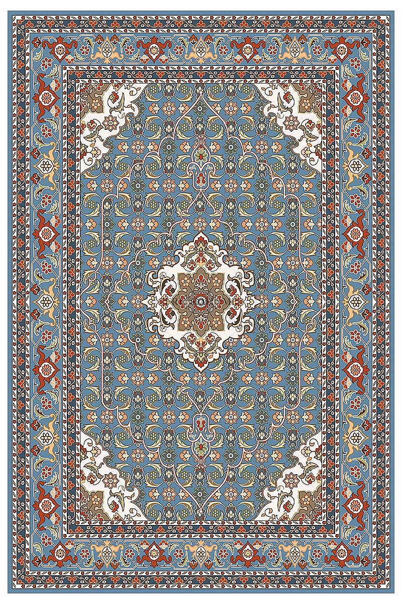İsfahan Mavi Desenli Dijital Baskılı Pamuk Tabanlı Dekoratif Halı - 2