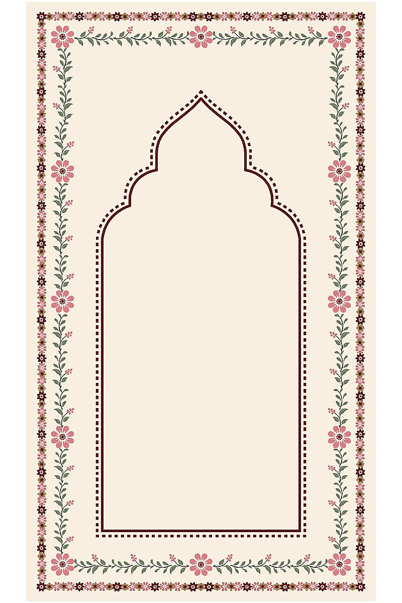 İslami Motifli Dekoratif Pamuk Tabanlı Namaz Seccadesi - Frenda (1)