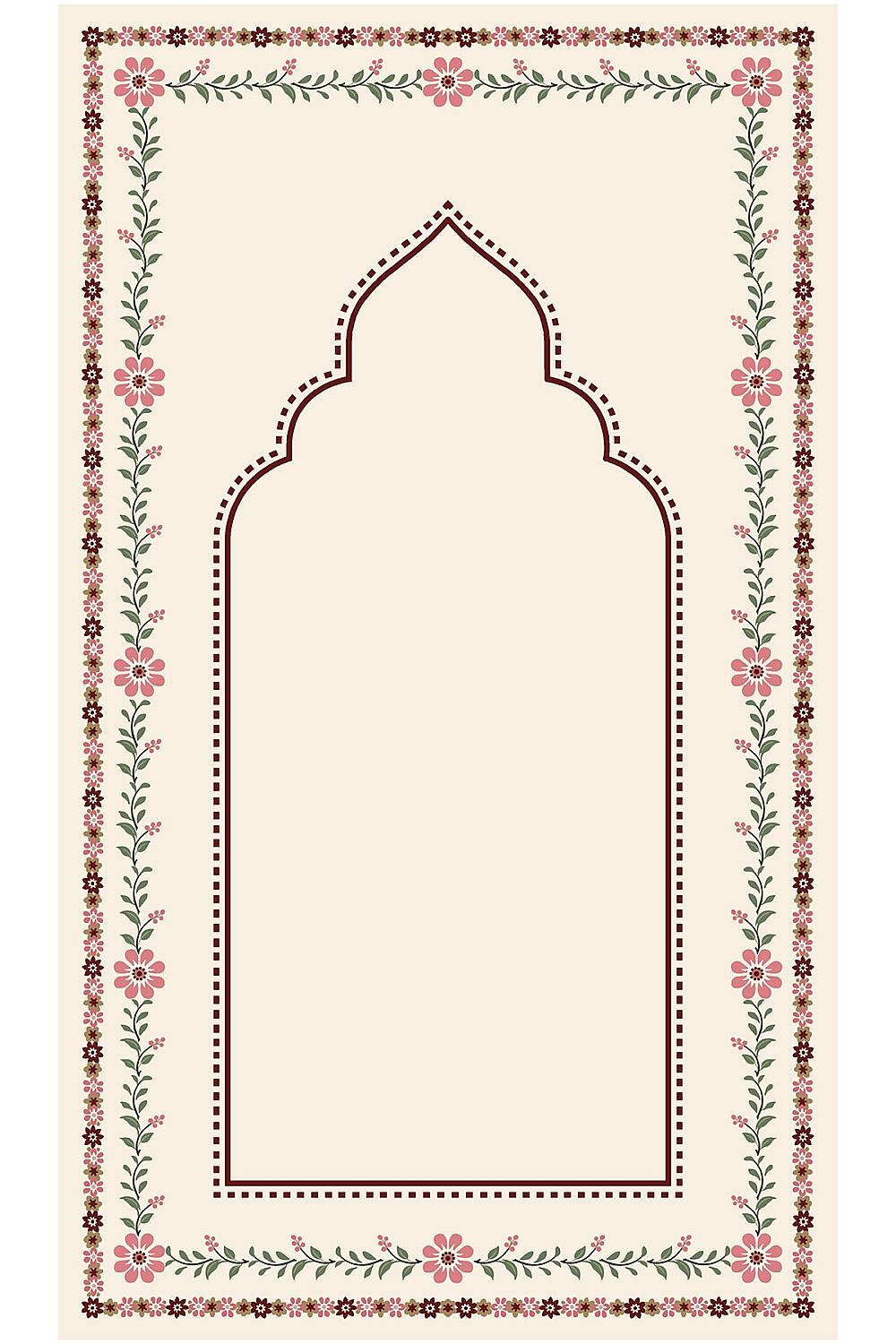 İslami Motifli Dekoratif Pamuk Tabanlı Namaz Seccadesi - 2