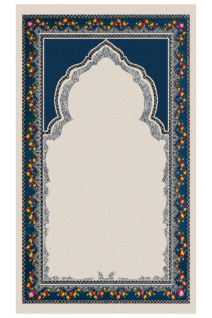 Nergis Motifli Dekoratif Pamuk Tabanlı Namaz Seccadesi - 2