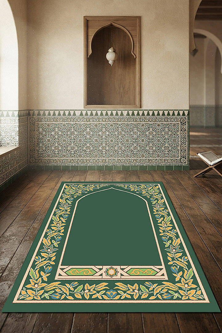 Osmanlı Motifli Dekoratif Pamuk Tabanlı Namaz Seccadesi - 1