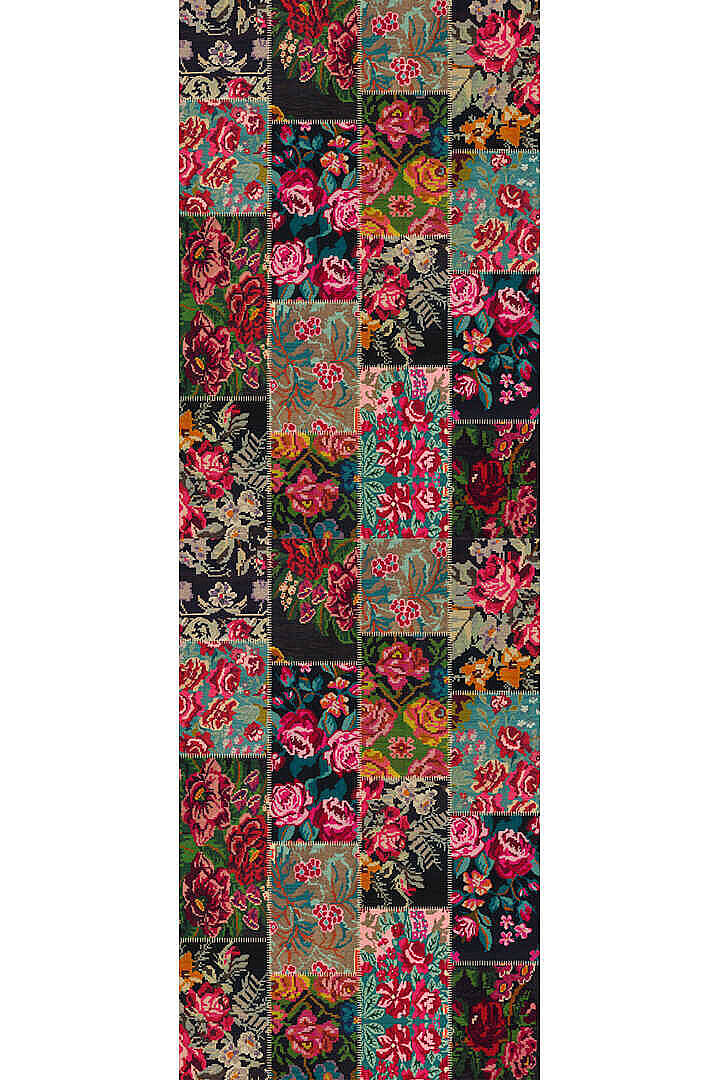 Patchwork Desen Dokuma Pamuk Taban Dijital Dekoratif Yolluk Kesme Halı Kırmızı - 2