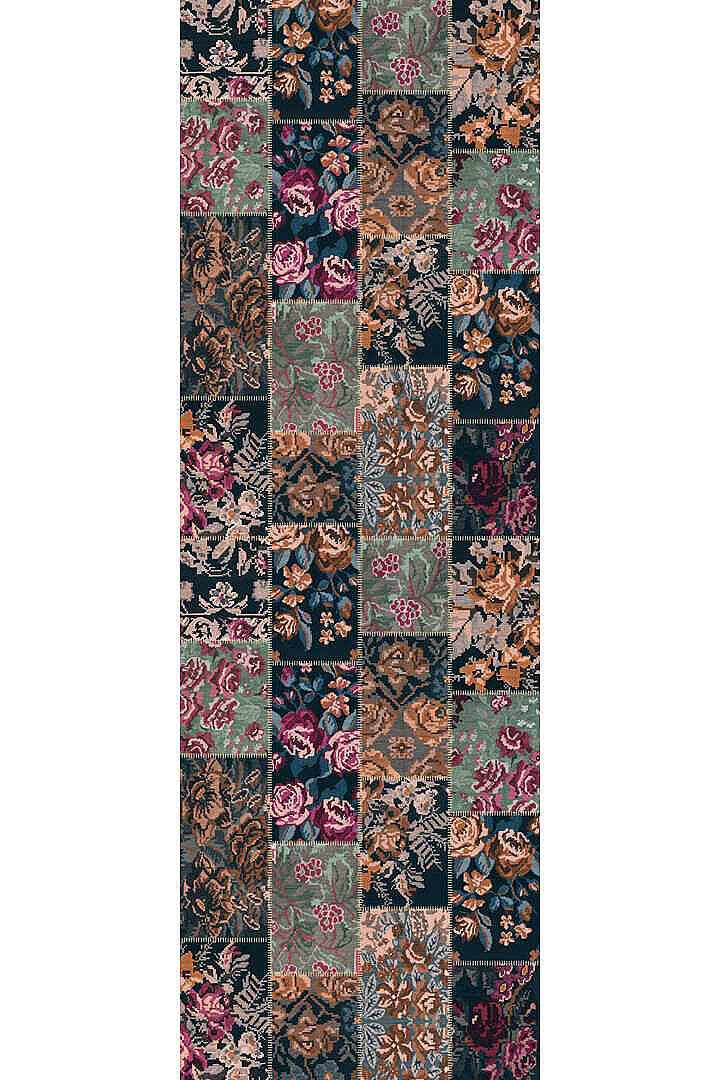 Patchwork Desen Dokuma Pamuk Taban Dijital Dekoratif Yolluk Kesme Halı Vizon - 2