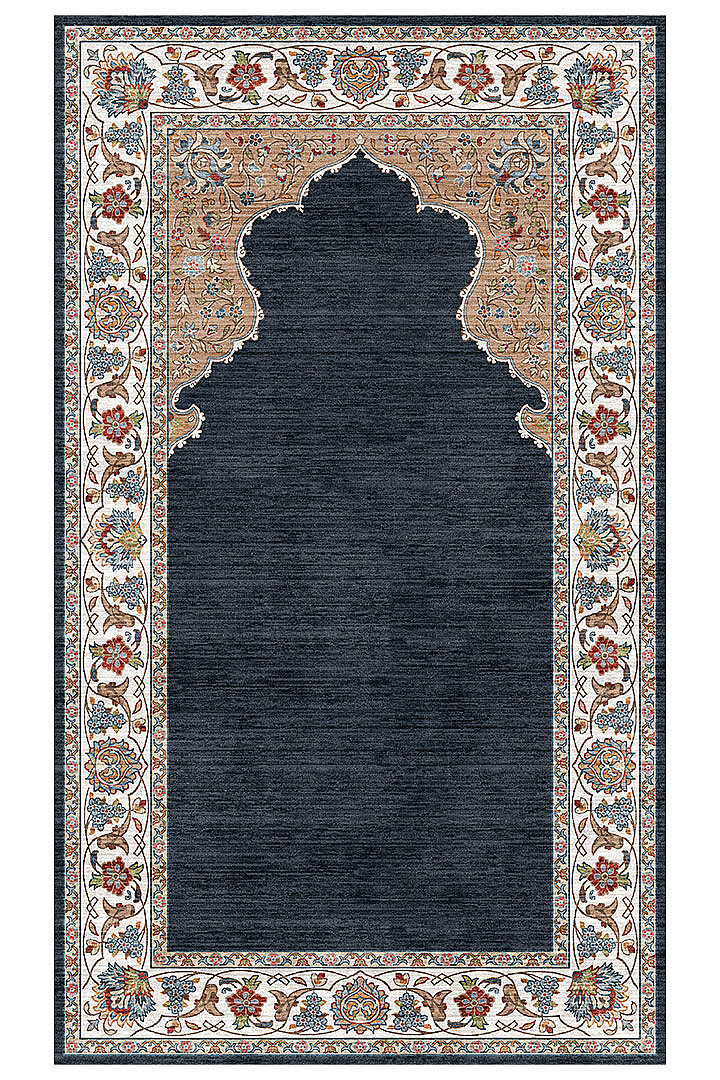 Safir Motifli Dekoratif Pamuk Tabanlı Namaz Seccadesi - Frenda (1)