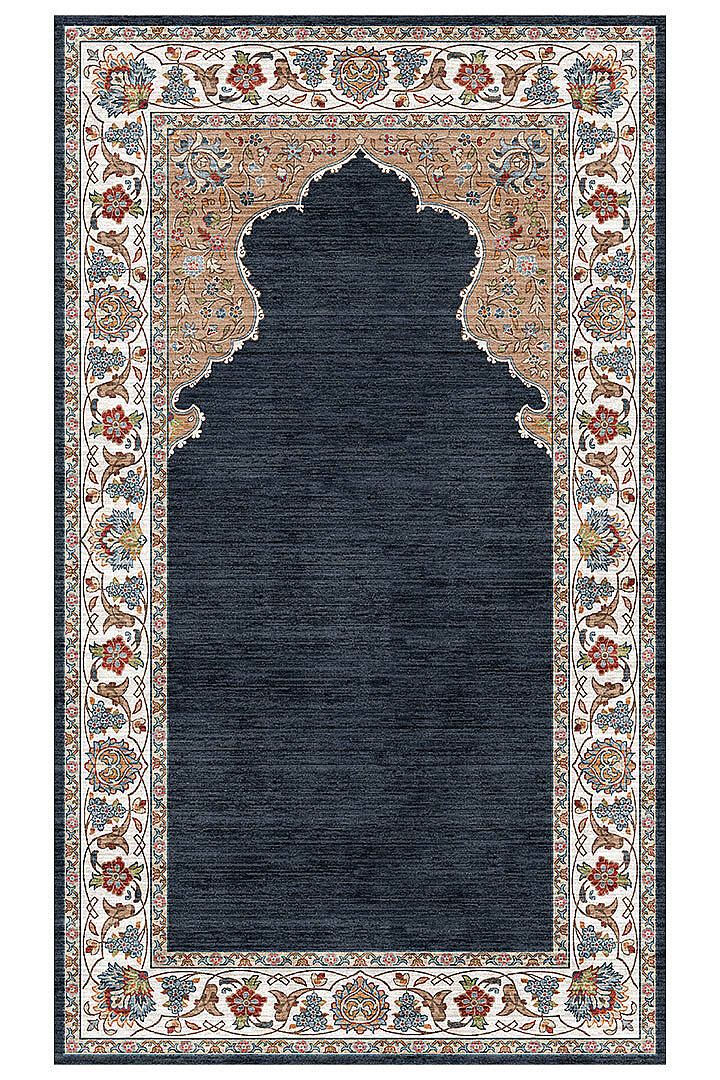 Safir Motifli Dekoratif Pamuk Tabanlı Namaz Seccadesi - 2
