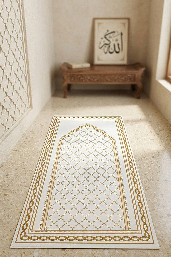 Saray Motifli Dekoratif Pamuk Tabanlı Namaz Seccadesi - 1