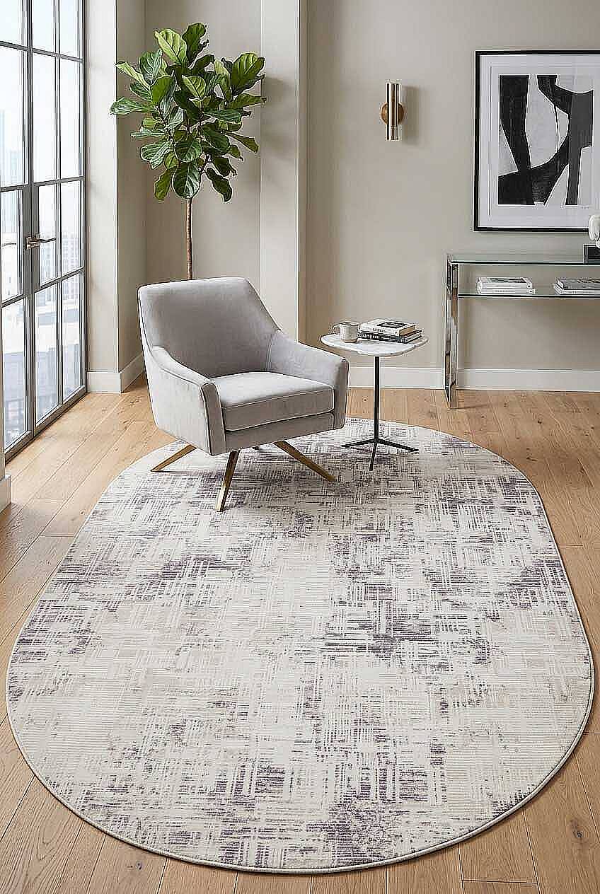 Sofistike Desen Raymond Akrilik Makine Oval Halı Ra09 Gri - 1