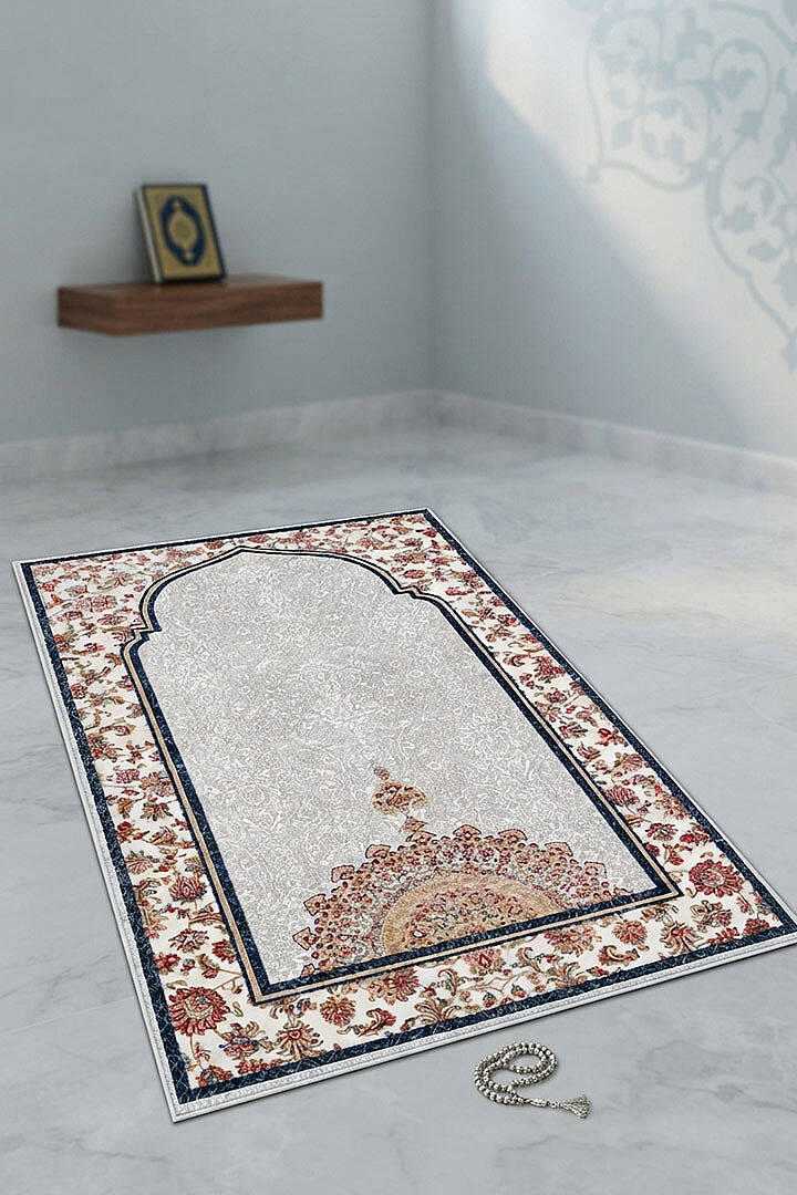 Sultani Motifli Dekoratif Pamuk Tabanlı Namaz Seccadesi - 1